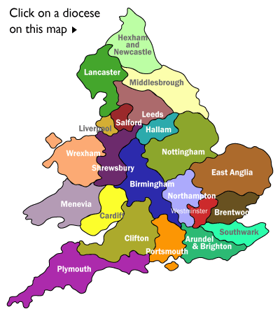 Map of English and Welsh RC dioceses