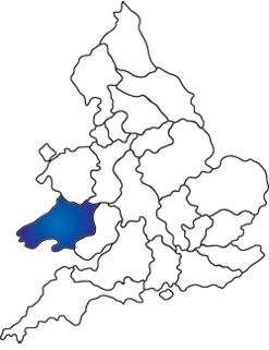 Map of English and Welsh RC dioceses with Menevia highlighted