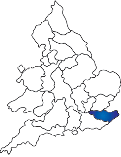 Map of English and Welsh RC dioceses with Southwark highlighted